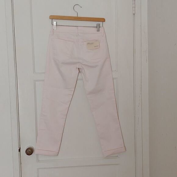 Ann Taylor LOFT Modern Straight Cuffed Cropped Jeans Pants in Light Pink 24/00 - Picture 2 of 12